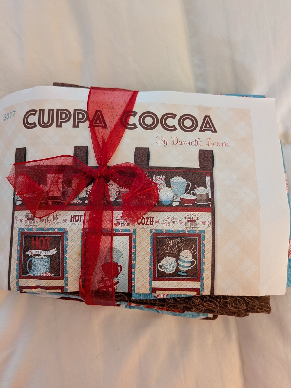 Cuppa Cocoa Fabric Bundle- Quilt Kit with Red Ribbon